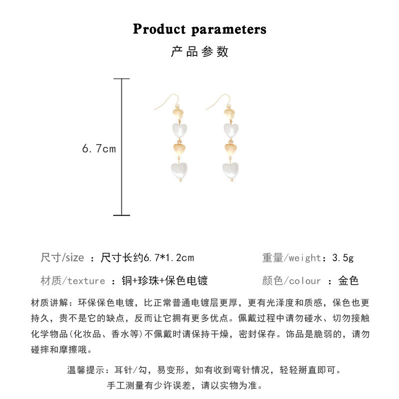 Earring Hook Long Heart Tassel HXLE6030