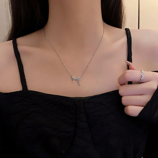 Necklace Double Layer Bow HXNX0897