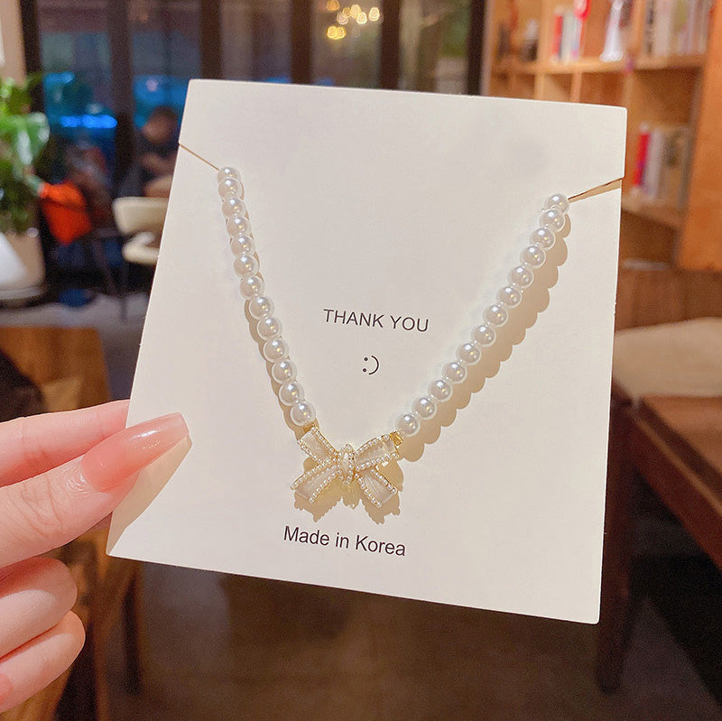 Necklace Elegant Pearl Bow HXNX0901