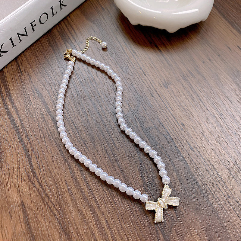 Necklace Elegant Pearl Bow HXNX0901