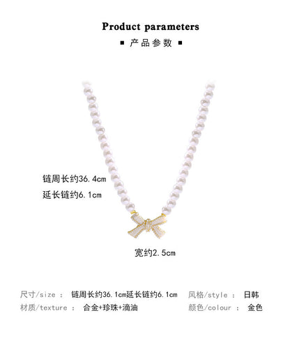 Necklace Elegant Pearl Bow HXNX0901