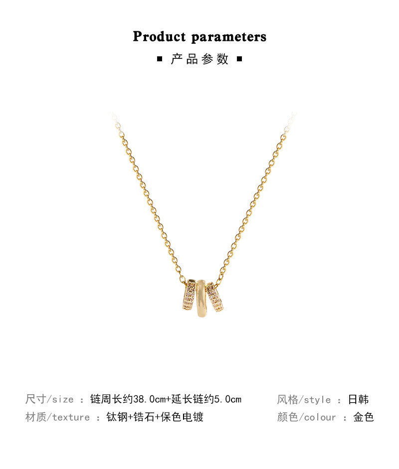 Necklace Three Ring Circle HXNX1022