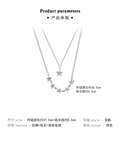 Necklace Double Simple Star Micro Inlaid Zircon HXNX1040