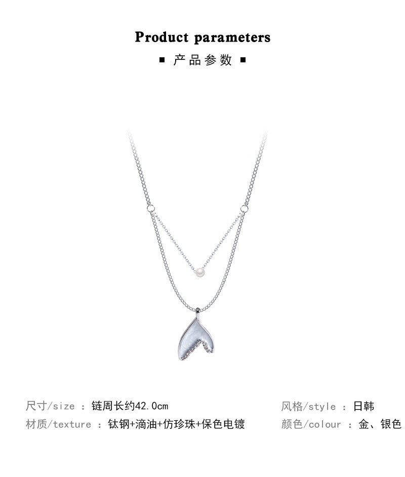 Necklace Double Layer Pearl Fishtail HXNX1080
