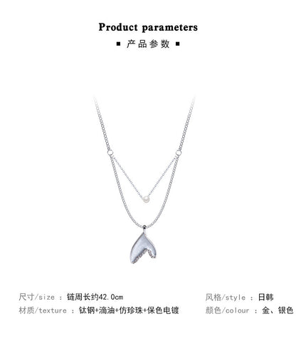 Necklace Double Layer Pearl Fishtail HXNX1080