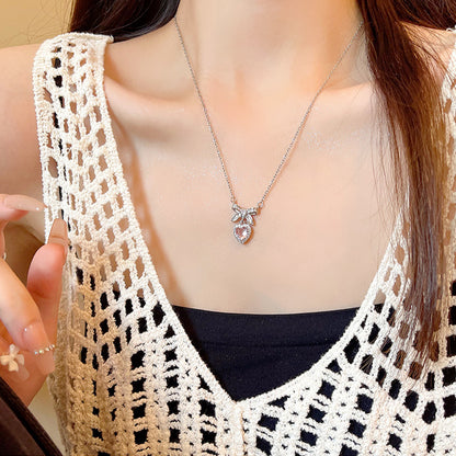 Necklace Heart Pink Zircon Love HXNX1250