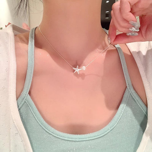 Necklace Minimalist Cold Style Starfish Pearl HXNX1475