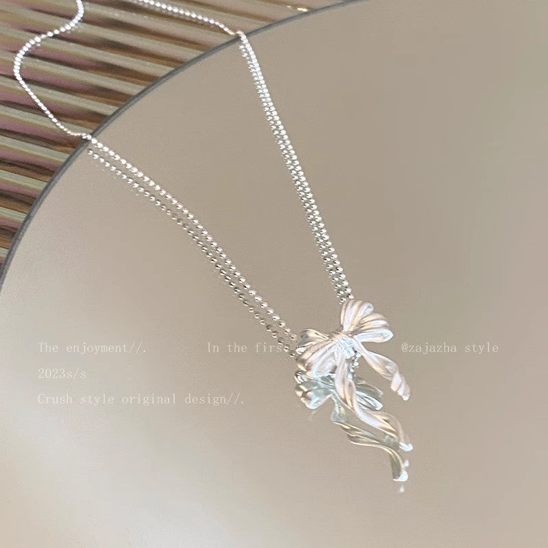 Necklace Super Fairy Temperament Gentle Bow HXNX1506