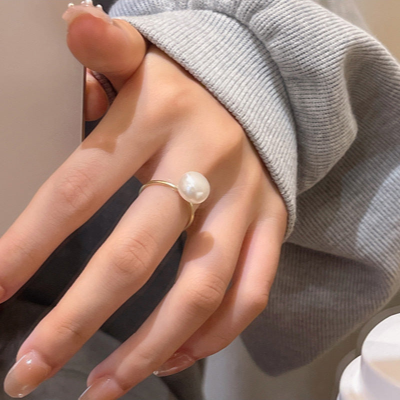 Ring Luxury Niche Simple High End Plain Pearl HXRJ0938