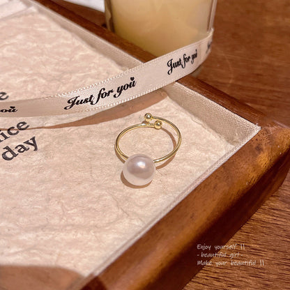 Ring Luxury Niche Simple High End Plain Pearl HXRJ0938