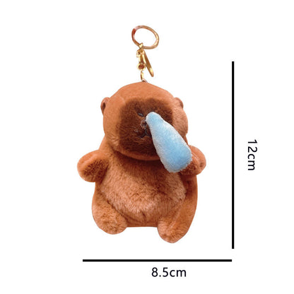 Boneka Capybara Ingusan Lucu Snort Snotty Plushie Doll Bubble Blowing Squeeze Keychain