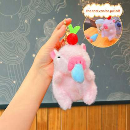 Boneka Capybara Ingusan Lucu Snort Snotty Plushie Doll Bubble Blowing Squeeze Keychain