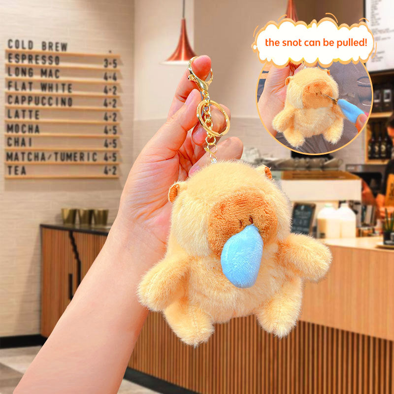 Boneka Capybara Ingusan Lucu Snort Snotty Plushie Doll Bubble Blowing Squeeze Keychain