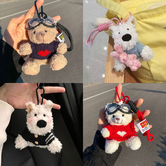 Gantungan Kunci Boneka Beruang Baju Sweater Bear Dog Plush Doll Keychain Premium KCA61252