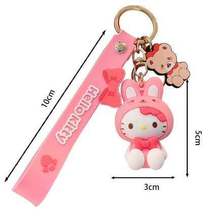 Gantungan Kunci Desain Kartun Sanrio 3D Hello Kitty Melody Cinnamoroll Kuromi