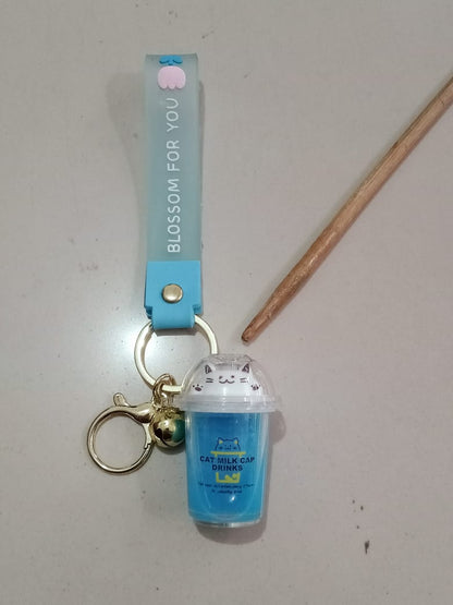 Gantungan Kunci Kartun Anime 3D Quicksand Liquid Akrilik Boba Pearl Tank