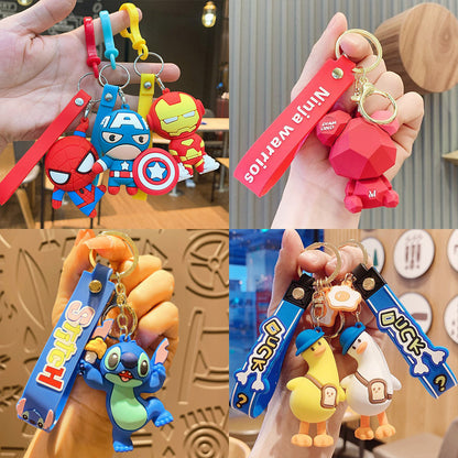 Gantungan Kunci Desain Kartun Lucu 3D Miki Mini Lotso Stitch Superhero Etc