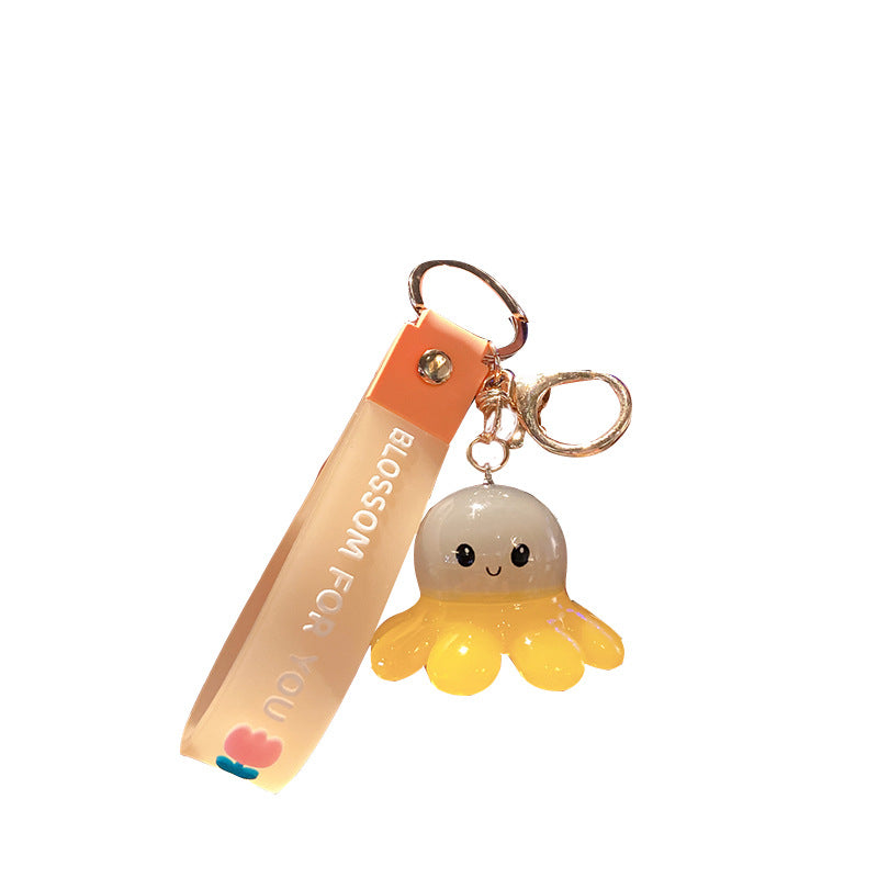 Gantungan Kunci Desain Kartun Lucu 3D Ganci Octopus Keychain Gurita Shake and Glow