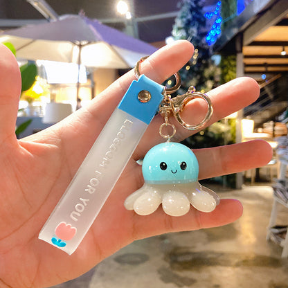 Gantungan Kunci Desain Kartun Lucu 3D Ganci Octopus Keychain Gurita Shake and Glow