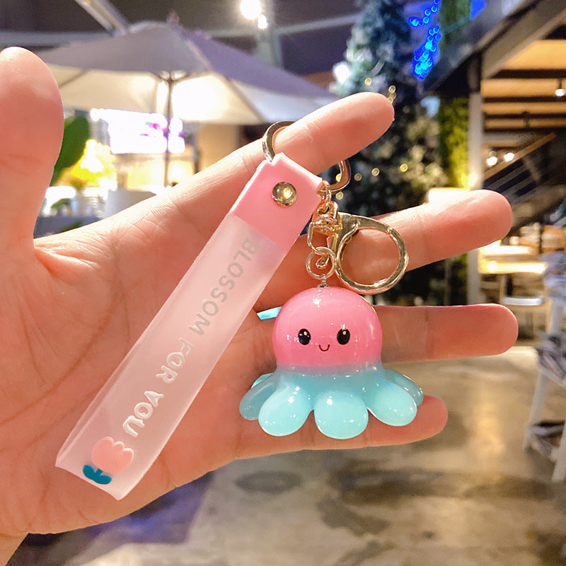Gantungan Kunci Desain Kartun Lucu 3D Ganci Octopus Keychain Gurita Shake and Glow