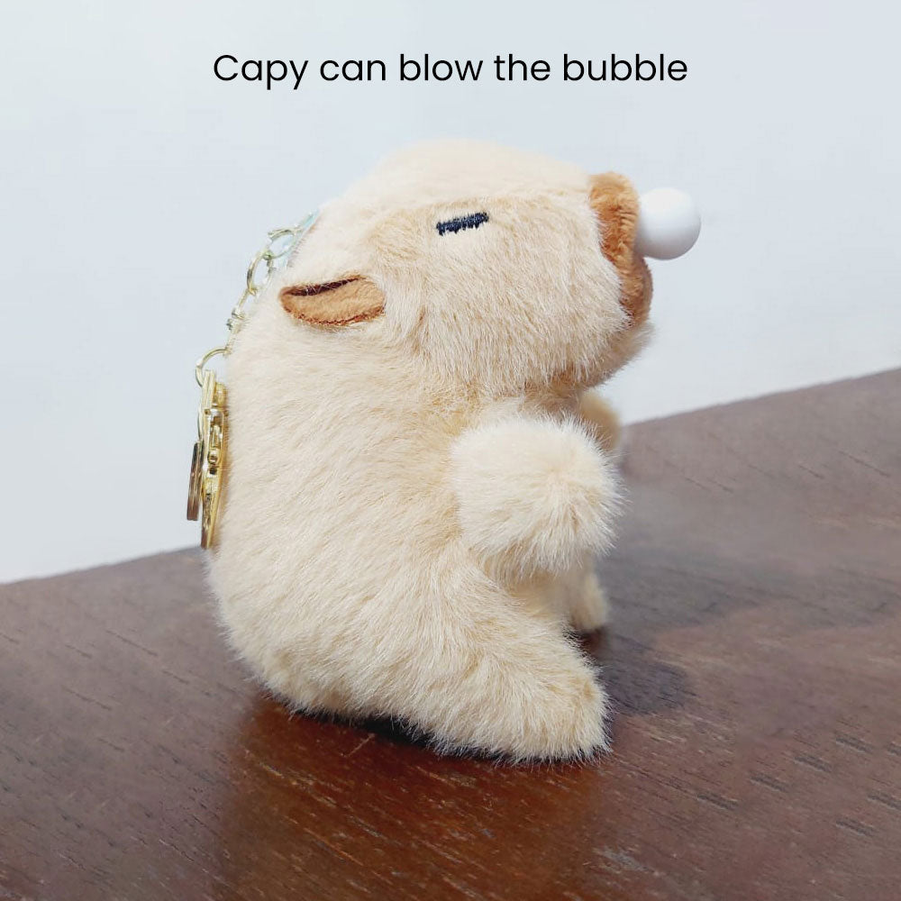 Boneka Capybara Ingusan Lucu Snort Snotty Plushie Doll Bubble Blowing Squeeze Keychain