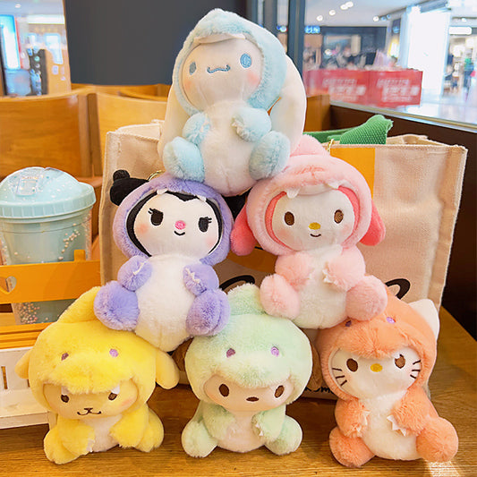 Gantungan Kunci Tas Boneka Sanrio Dino Kitty Kuromi Melody Cinnamoroll Lucu Ganci Keychain