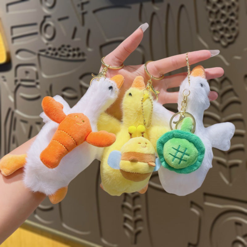 Gantungan Kunci Tas Boneka Karakter Bebek Plush Doll Keychain Lobster Turtle Bee Duck