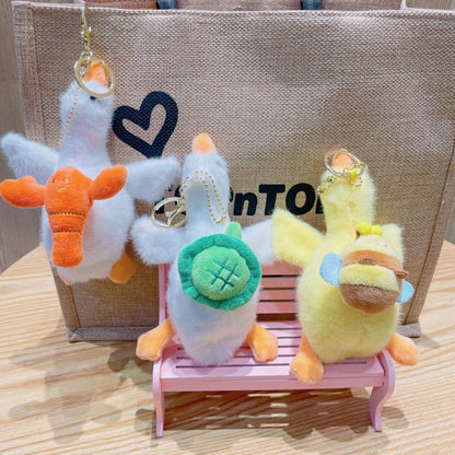 Gantungan Kunci Tas Boneka Karakter Bebek Plush Doll Keychain Lobster Turtle Bee Duck