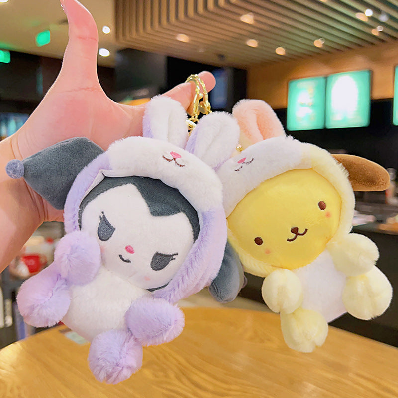 Gantungan Kunci Tas Boneka Karakter Sanrio Kitty Melody Cinnamoroll Kostum Bunny Kelinci