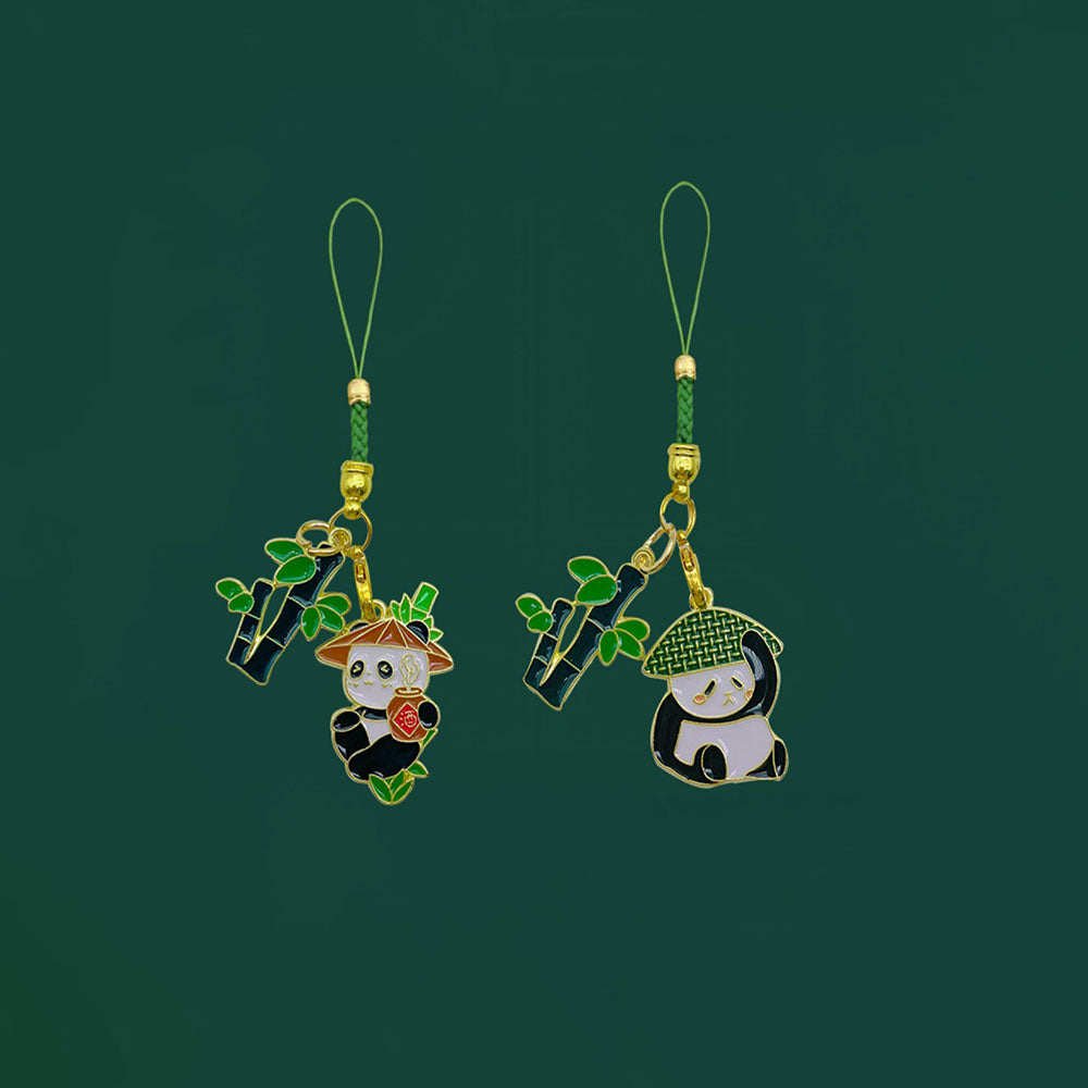 Gantungan Kunci HP Panda Lucu Bamboo Daun Keychain China Ganci Mobil Pendant