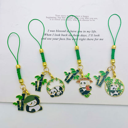 Gantungan Kunci HP Panda Lucu Bamboo Daun Keychain China Ganci Mobil Pendant