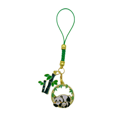 Gantungan Kunci HP Panda Lucu Bamboo Daun Keychain China Ganci Mobil Pendant