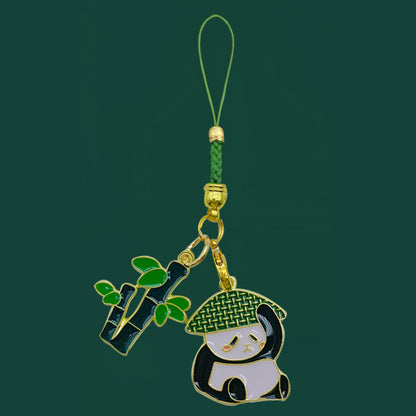 Gantungan Kunci HP Panda Lucu Bamboo Daun Keychain China Ganci Mobil Pendant