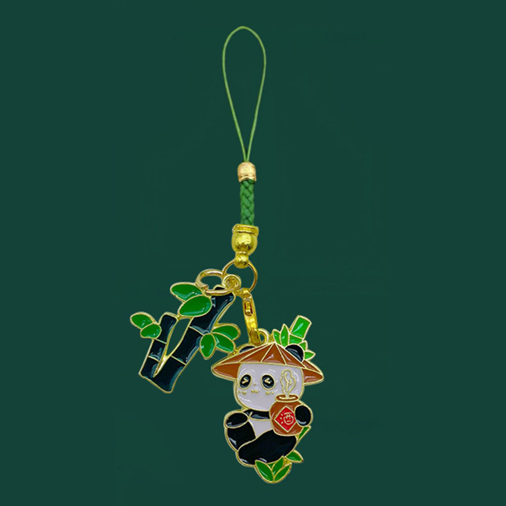 Gantungan Kunci HP Panda Lucu Bamboo Daun Keychain China Ganci Mobil Pendant