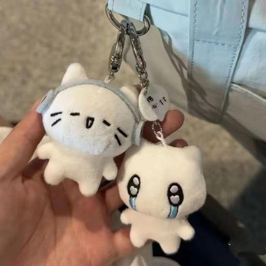 Gantungan Kunci Boneka Kucing Lucu Headphone Cat Kucing Menangis Pendant Keychain Bag Charm KCE4157