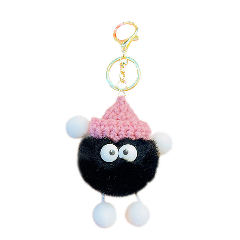 Gantungan Kunci Tas Lucu Kurcaci Pom Pom Kelinci Bulu Topi Rajut Pluffy Bag Keychain