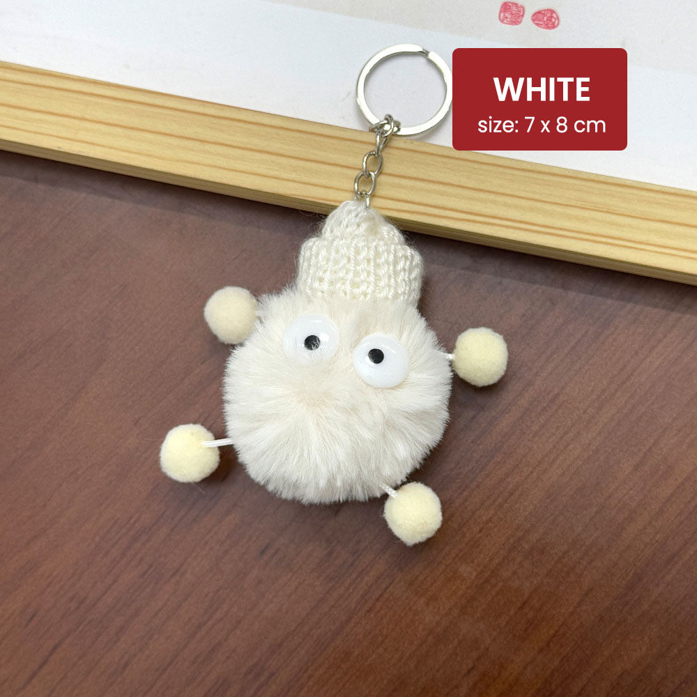 Gantungan Kunci Tas Lucu Kurcaci Pom Pom Kelinci Bulu Topi Rajut Pluffy Bag Keychain