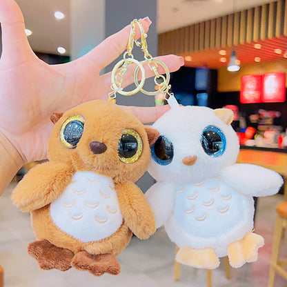 Gantungan Kunci Tas Boneka Burung Hantu Owl Mata Besar Bulu Lembut Bag Keychain