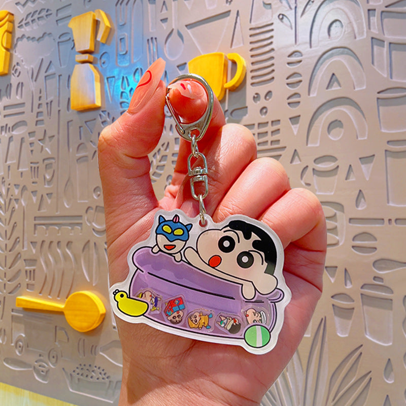 Gantungan Kunci Ganci Shaker Karakter Shinchan Lucu Akrilik Fancy Keychain