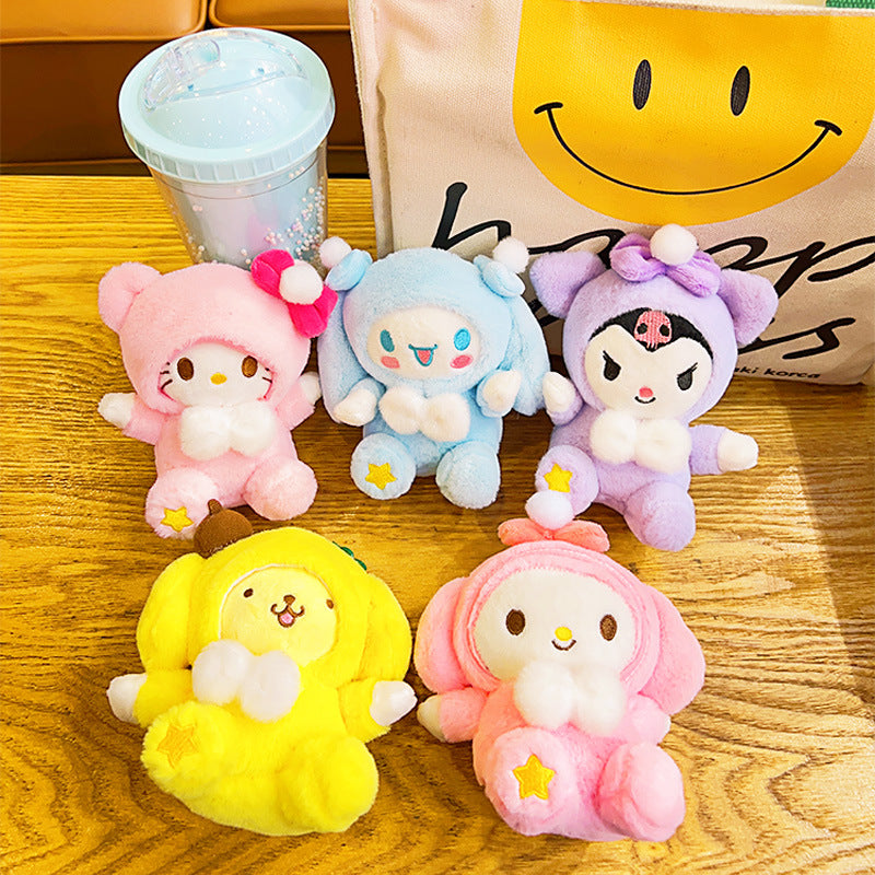 Gantungan Kunci Tas Boneka Sanrio Pita Putih Kitty Kuromi Melody Cinnamoroll Lucu Ganci Keychain