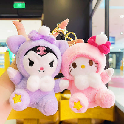 Gantungan Kunci Tas Boneka Sanrio Pita Putih Kitty Kuromi Melody Cinnamoroll Lucu Ganci Keychain