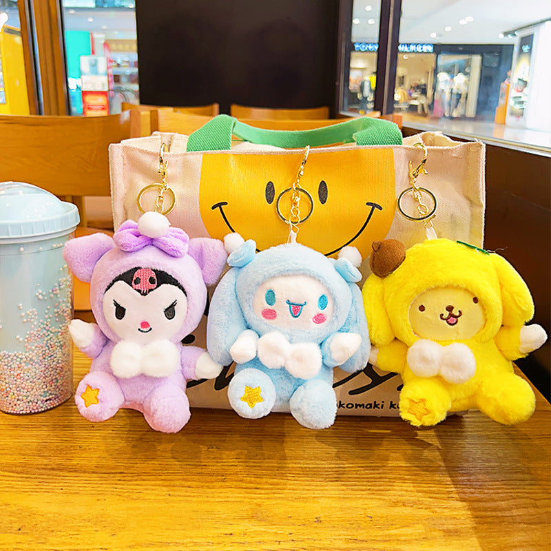 Gantungan Kunci Tas Boneka Sanrio Pita Putih Kitty Kuromi Melody Cinnamoroll Lucu Ganci Keychain