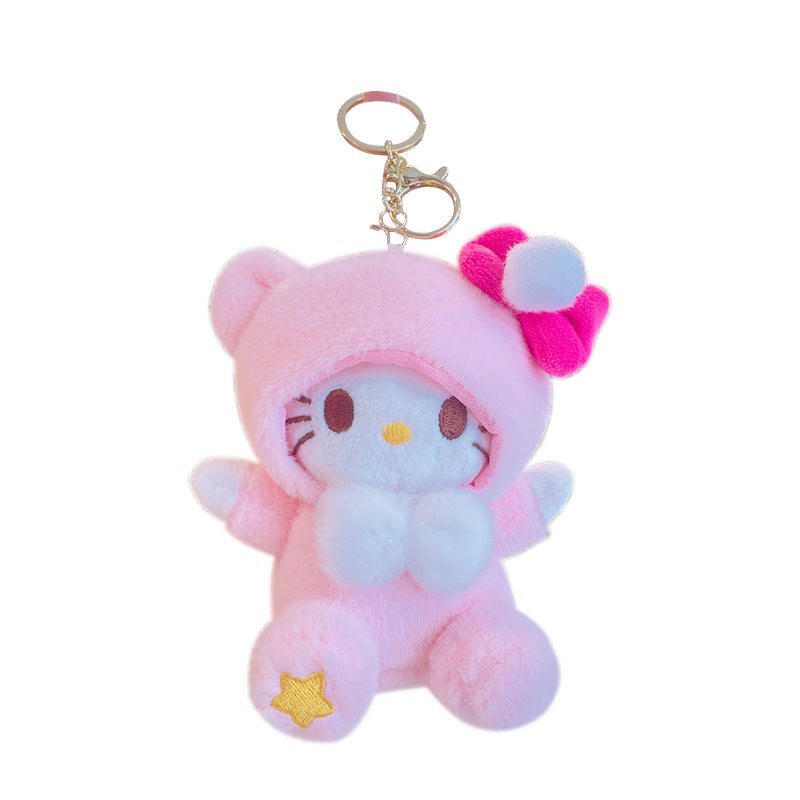 Gantungan Kunci Tas Boneka Sanrio Pita Putih Kitty Kuromi Melody Cinnamoroll Lucu Ganci Keychain