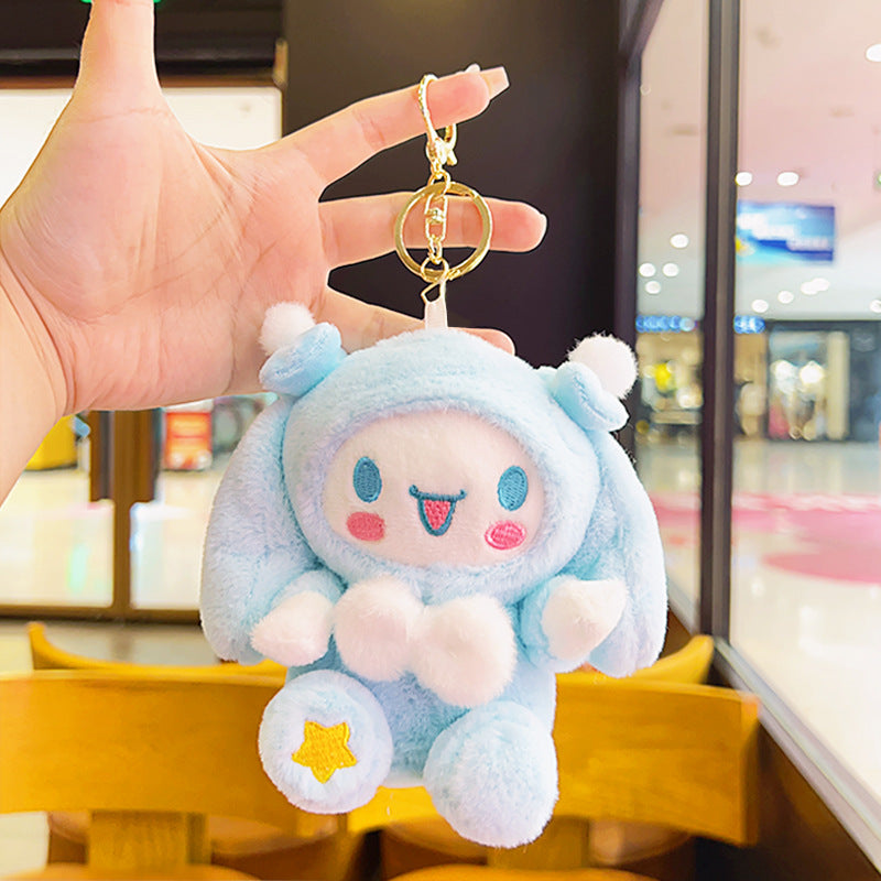 Gantungan Kunci Tas Boneka Sanrio Pita Putih Kitty Kuromi Melody Cinnamoroll Lucu Ganci Keychain