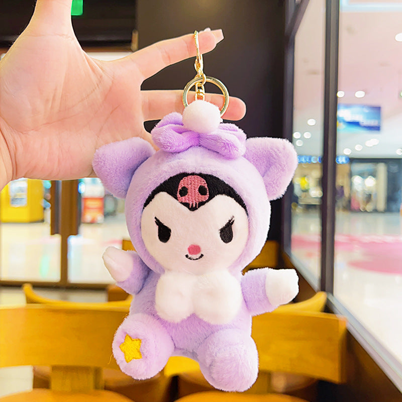 Gantungan Kunci Tas Boneka Sanrio Pita Putih Kitty Kuromi Melody Cinnamoroll Lucu Ganci Keychain