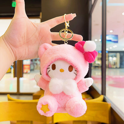 Gantungan Kunci Tas Boneka Sanrio Pita Putih Kitty Kuromi Melody Cinnamoroll Lucu Ganci Keychain