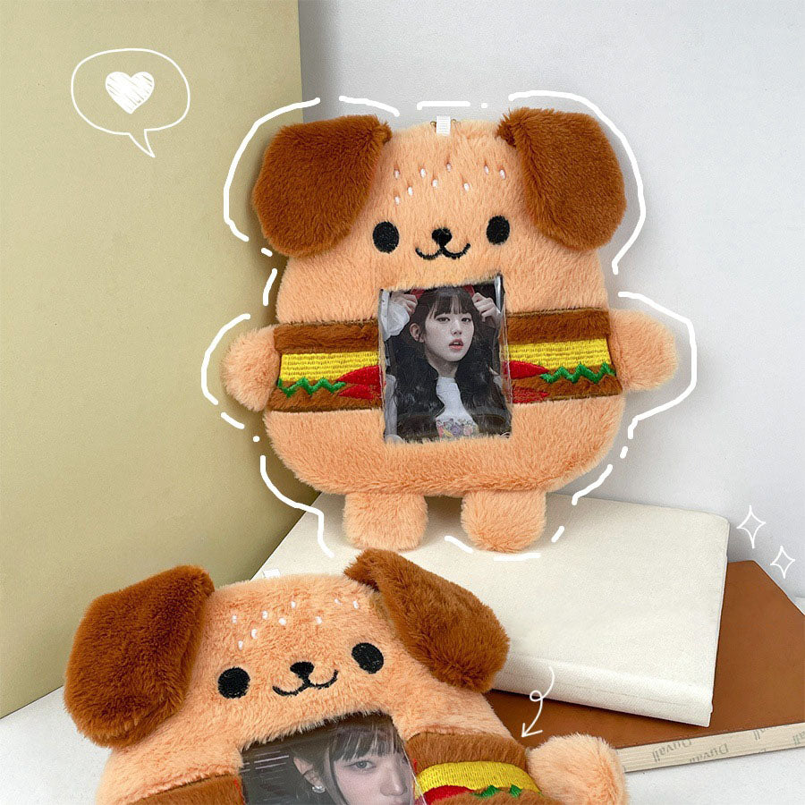 Plush Photocard Case Photo Card Holder Boneka Gantungan Kunci ID Card Keychain Burger Dog KCO4367