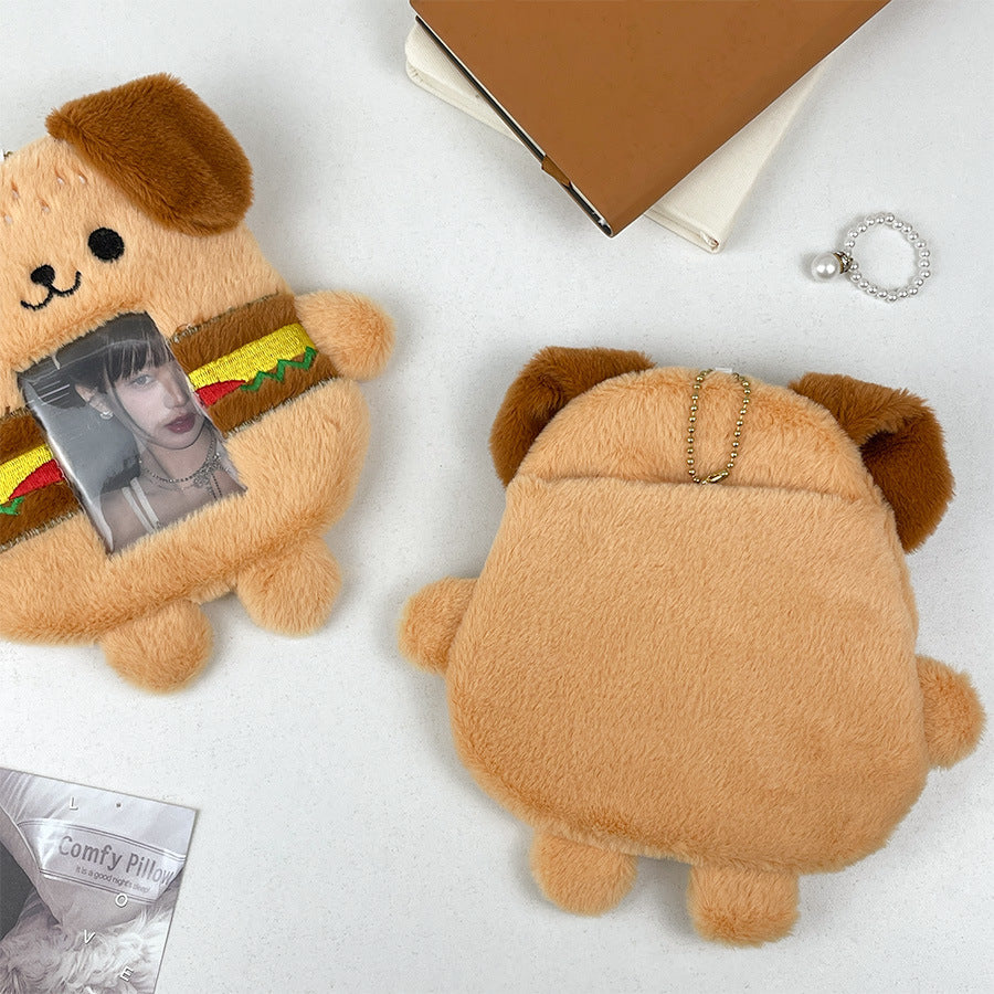 Plush Photocard Case Photo Card Holder Boneka Gantungan Kunci ID Card Keychain Burger Dog KCO4367