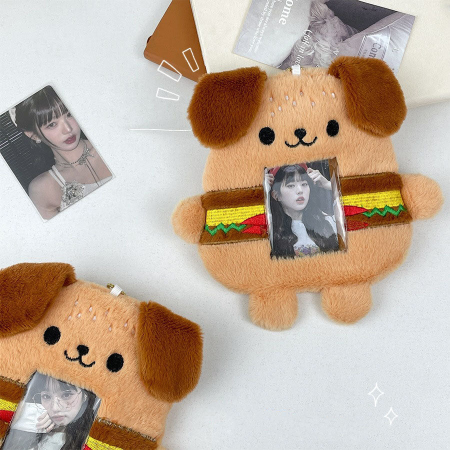 Plush Photocard Case Photo Card Holder Boneka Gantungan Kunci ID Card Keychain Burger Dog KCO4367