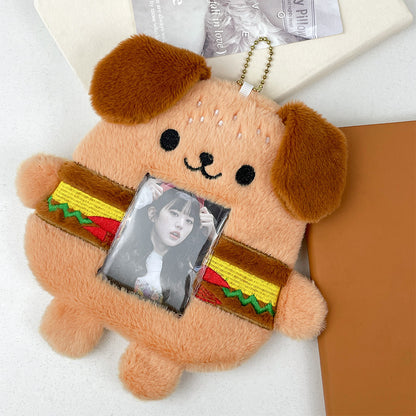 Plush Photocard Case Photo Card Holder Boneka Gantungan Kunci ID Card Keychain Burger Dog KCO4367